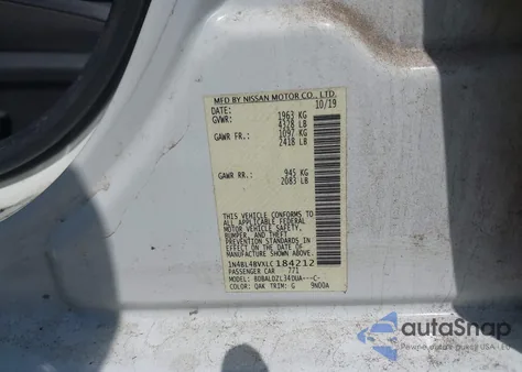 2020 Nissan Altima S Fwd from USA, damaged, VIN 1N4BL4BVXLC184212